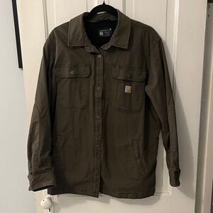 Carhartt Olive Green Button-Up Shirt Jacket